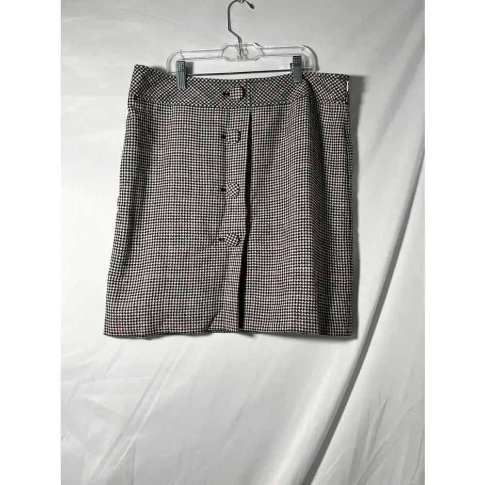 Women's Ann Taylor Houndstooth Skirt Size‎ 10 Black Pink